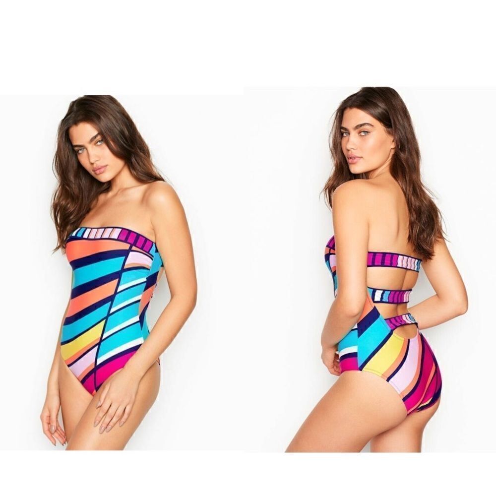 Trina Turk Catch A Wave Bandeau One Piece Swimsuit BWNT - Picture 2 of 7
